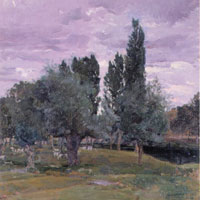 Atardecer con rebaño, a orillas del Zadorra