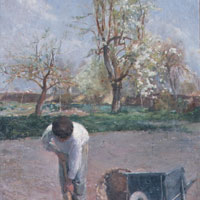 Jardinero con carretilla